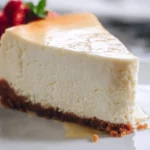 Slice of homemade cheesecake with berry topping on a plate